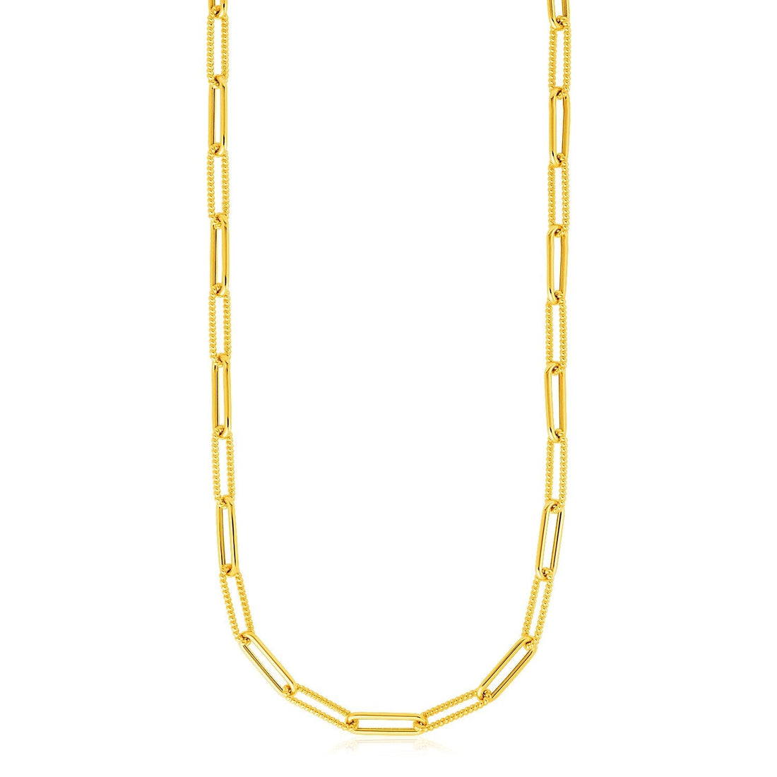 14k Yellow Gold Textured Paperclip Chain (3.5 mm) 
