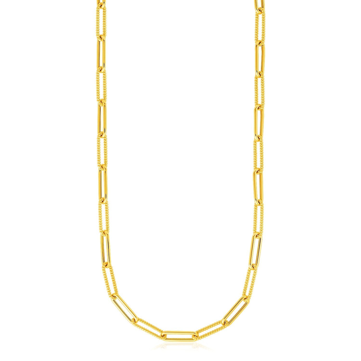 14k Yellow Gold Textured Paperclip Chain (3.5mm) 