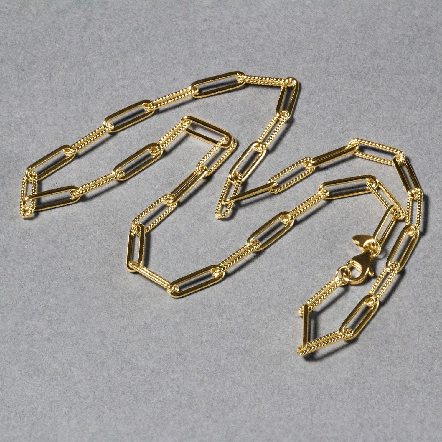 14k Yellow Gold Textured Paperclip Chain (3.5mm) 