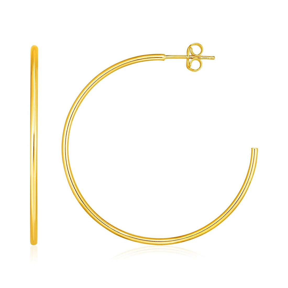 14k Yellow Gold Polished Hoop Earrings - earrings