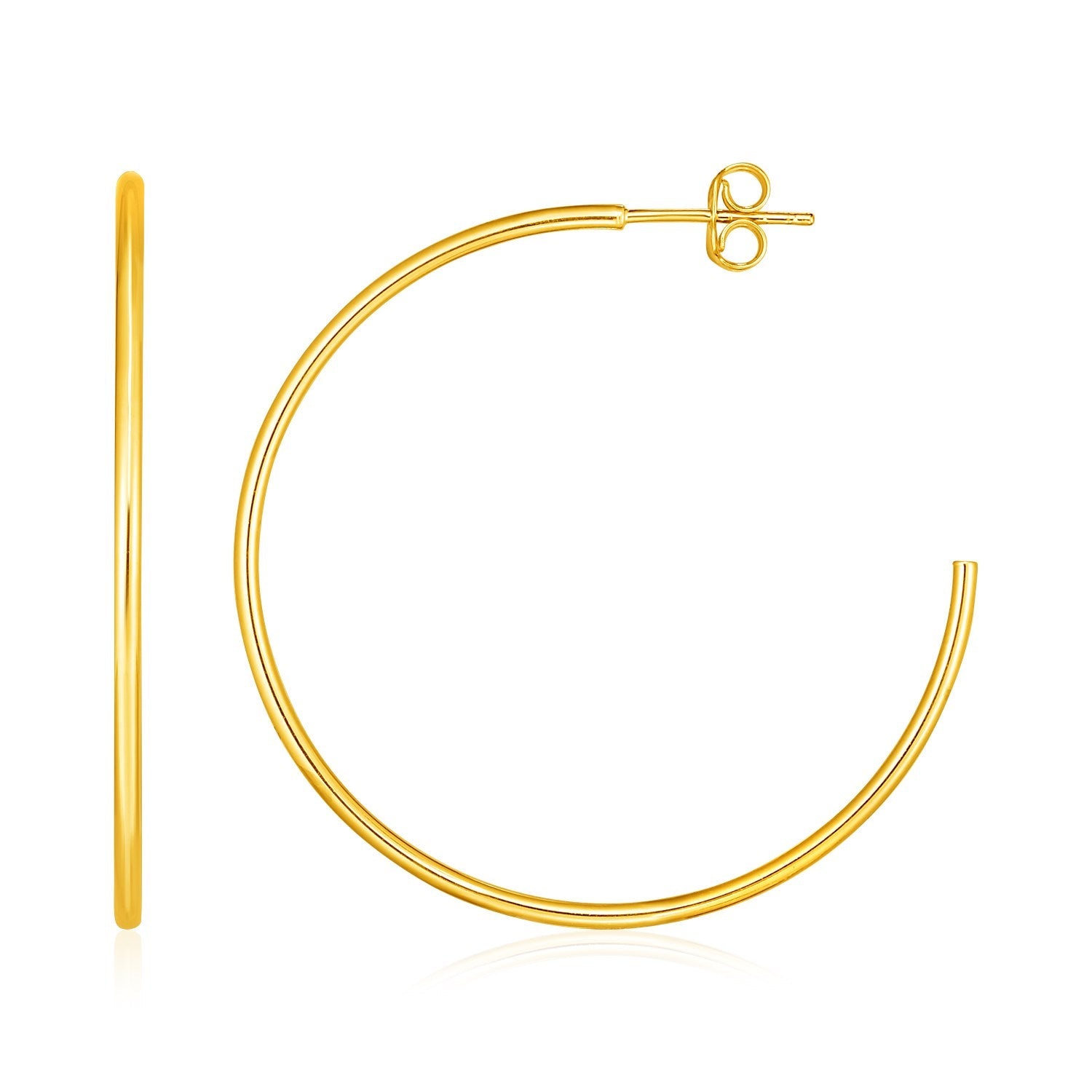 14k Yellow Gold Polished Hoop Earrings - earrings
