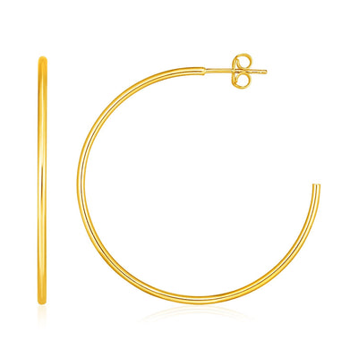 14k Yellow Gold Polished Hoop Earrings - earrings