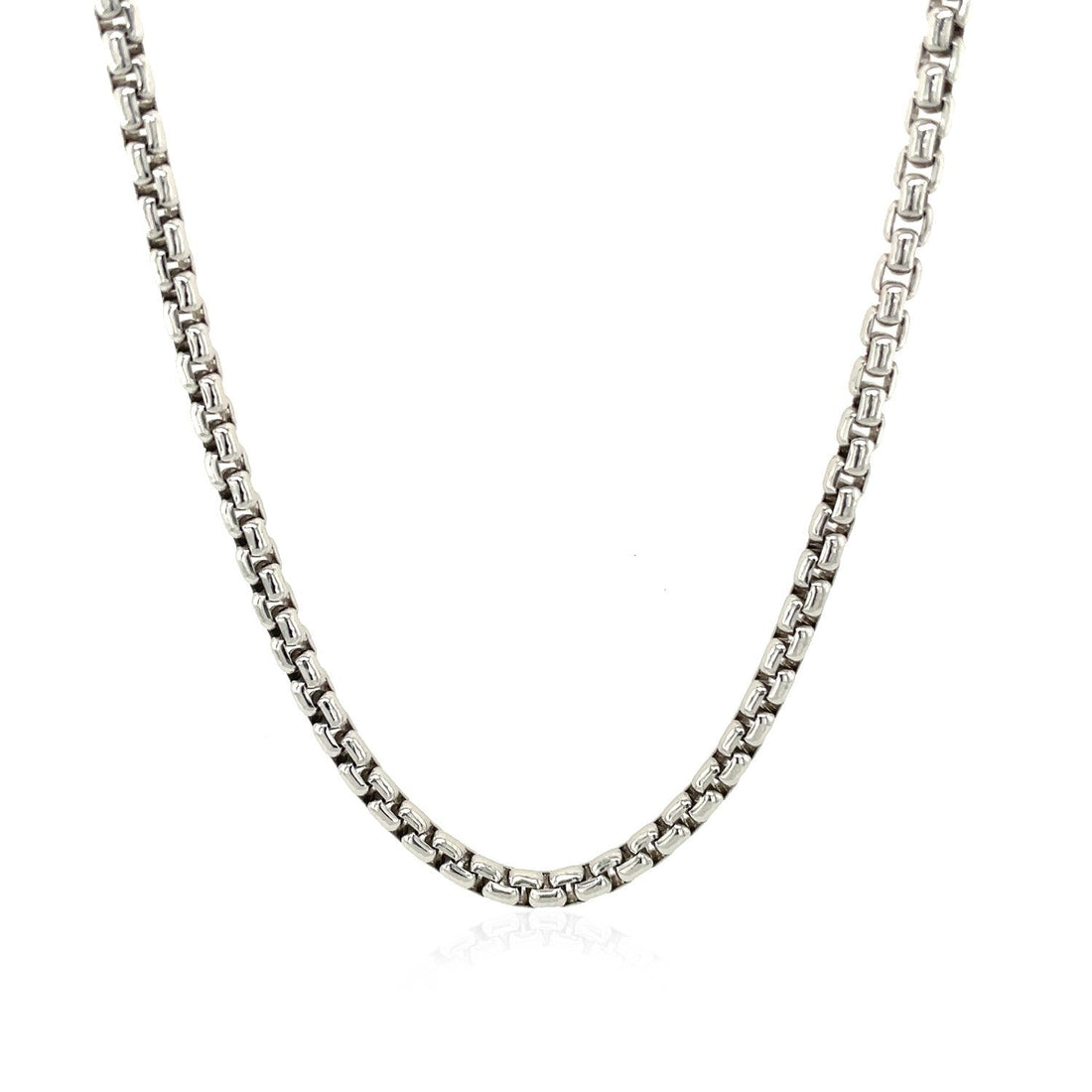 Sterling Silver Rhodium Plated Round Box Chain (3.00 mm) - DestGlow