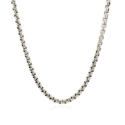 Sterling Silver Rhodium Plated Round Box Chain (3.00 mm) - DestGlow