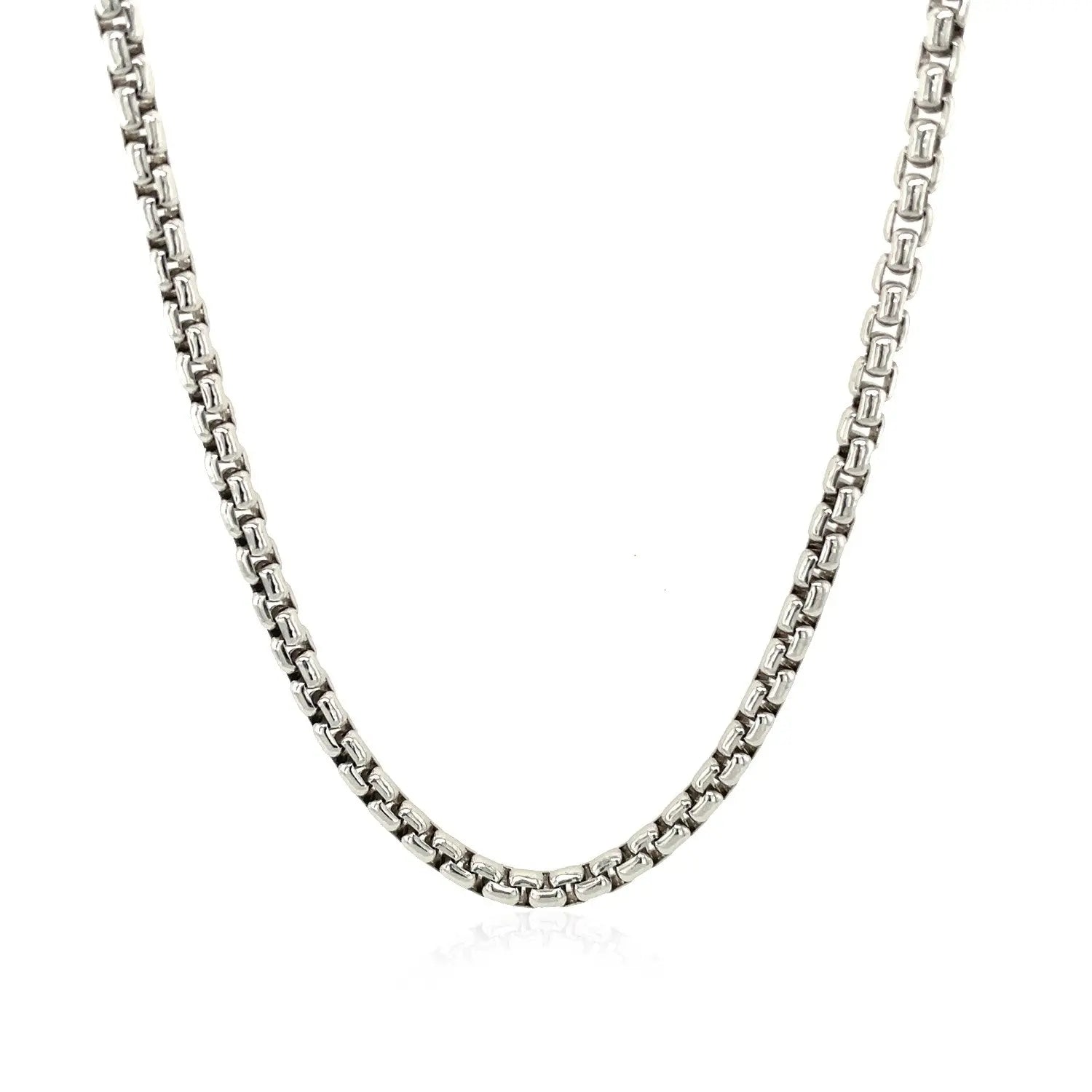 Sterling Silver Rhodium Plated Round Box Chain (3.00 mm) 