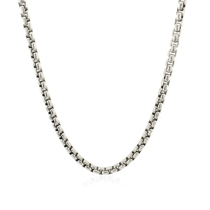 Sterling Silver Rhodium Plated Round Box Chain (3.00 mm) 