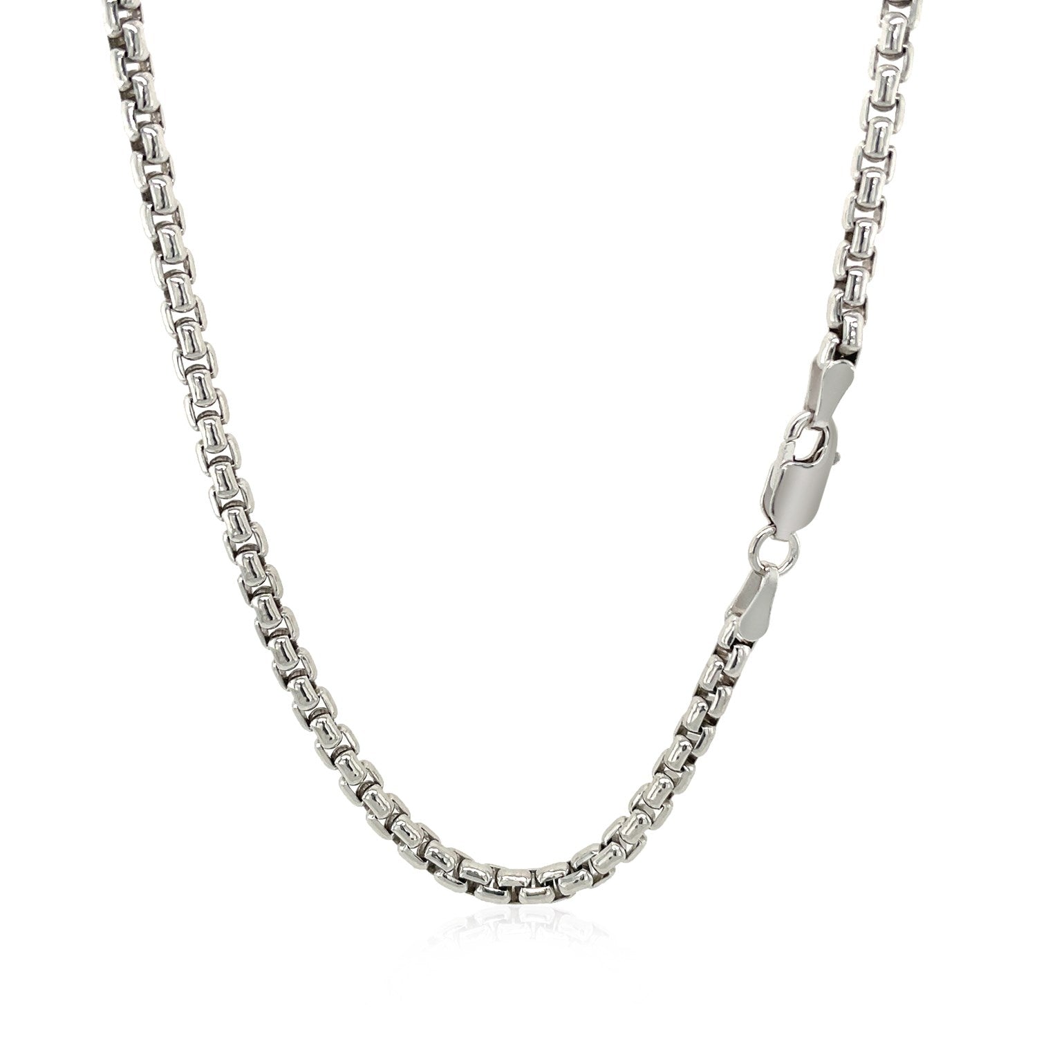 Sterling Silver Rhodium Plated Round Box Chain (3.00 mm) - DestGlow