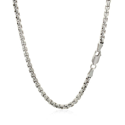 Sterling Silver Rhodium Plated Round Box Chain (3.00 mm) - DestGlow