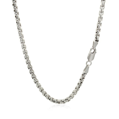 Sterling Silver Rhodium Plated Round Box Chain (3.00 mm) 