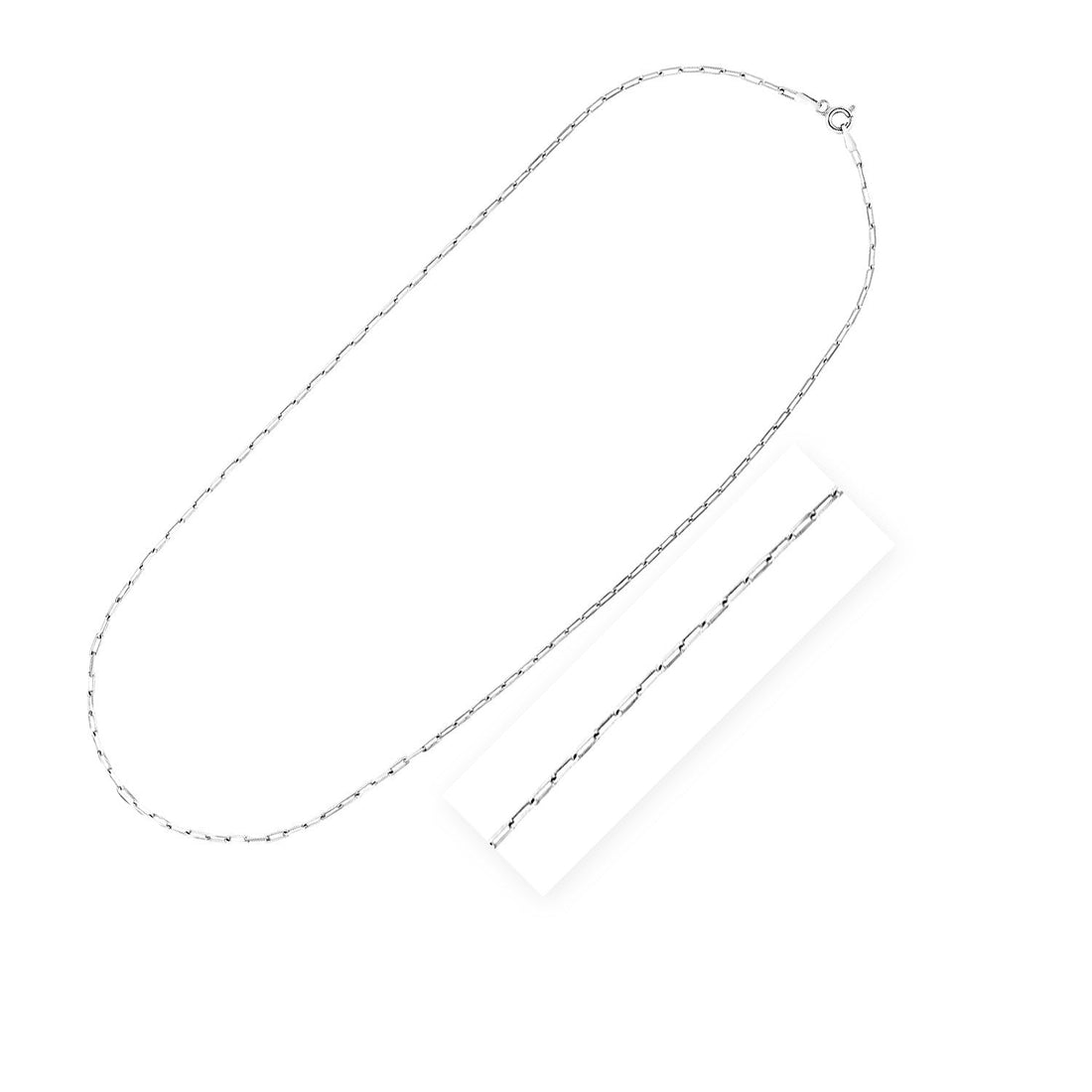 Sterling Silver Rhodium Plated Paperclip Chain (1.80 mm) - DestGlow