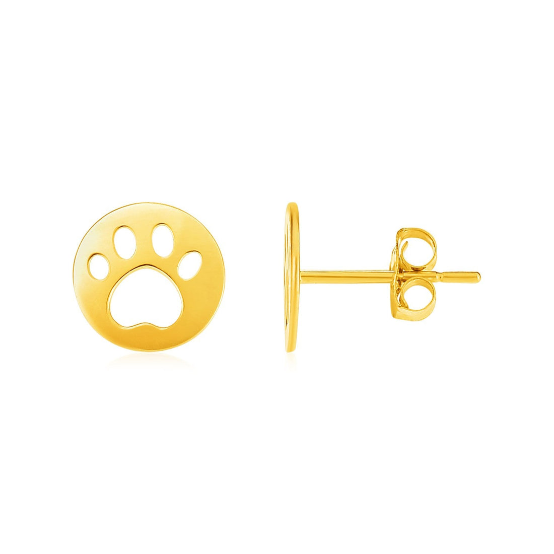 14k Yellow Gold Post Earrings with Paw Prints - accessories