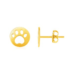 14k Yellow Gold Post Earrings with Paw Prints - accessories