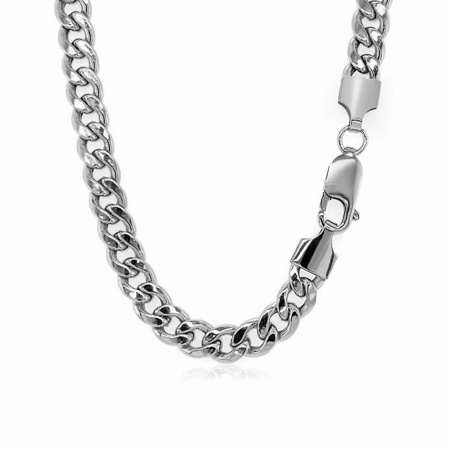 5.5mm 14k White Gold Miami Cuban Semi Solid Chain by Bids.com