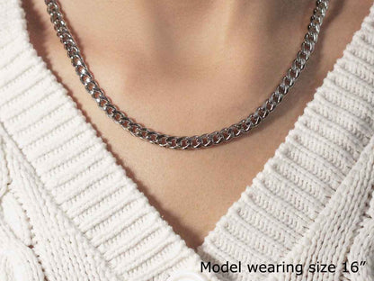 5.5mm 14k White Gold Miami Cuban Semi Solid Chain