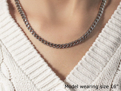 5.5mm 14k White Gold Miami Cuban Semi Solid Chain by Bids.com