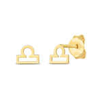 14k Yellow Gold Libra Stud Earrings - earrings
