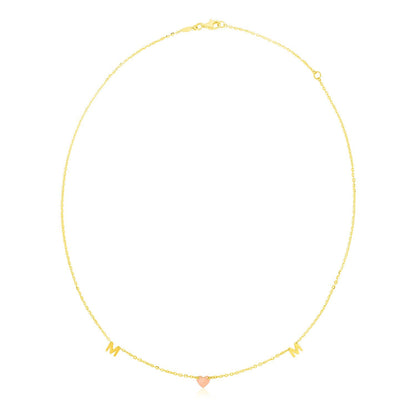 14k Yellow and Rose Gold Mom Necklace - necklaces