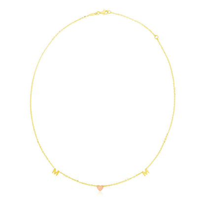 14k Yellow and Rose Gold Mom Necklace 
