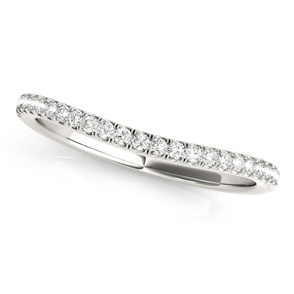 14k White Gold Pave Setting Style Curved Wedding Band (1/10 cttw) by Bids.com