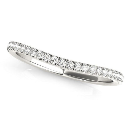 14k White Gold Pave Setting Style Curved Wedding Band (1/10 cttw) by Bids.com