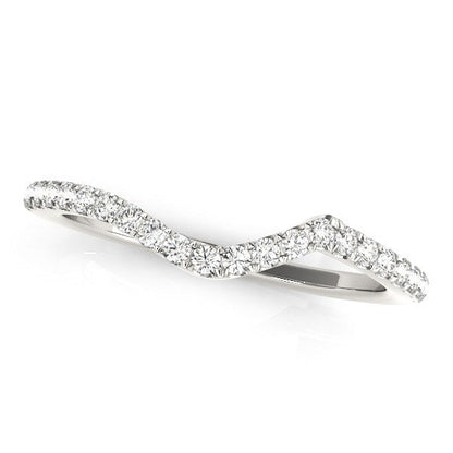 14k White Gold Modern Curved Diamond Wedding Band (1/6 cttw) by Bids.com