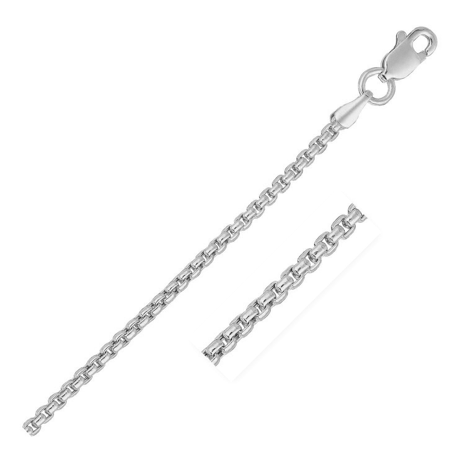 14k White Gold Solid Round Box Chain (1.60 mm)  DestGlow
