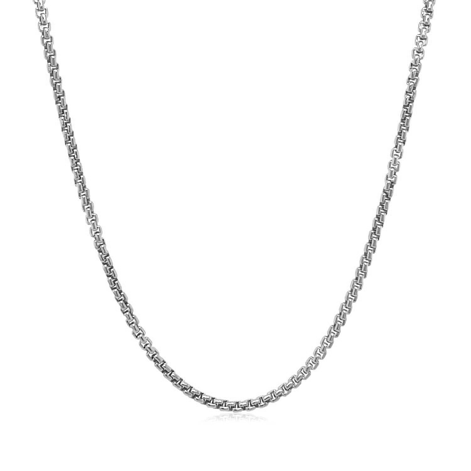 14k White Gold Solid Round Box Chain (1.60 mm)  DestGlow
