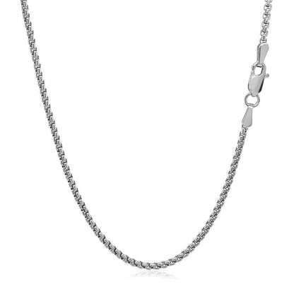 14k White Gold Solid Round Box Chain (1.60 mm)  DestGlow