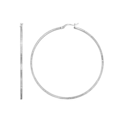 Ridge Textured Hoop Earrings in Sterling Silver - DestGlow
