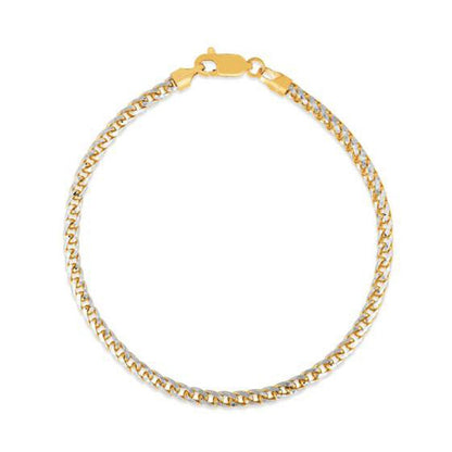 Round Pave Franco Chain Bracelet in 14k Yellow Gold  (3.15 mm) 