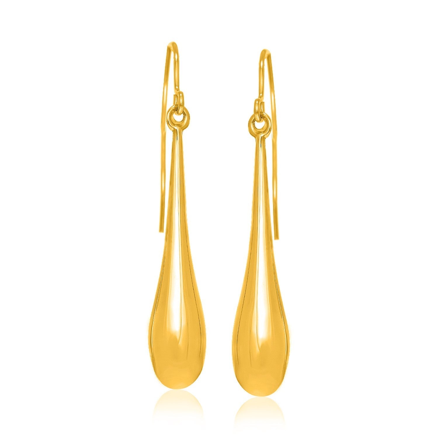 14k Yellow Gold Long Polished Teardrop Dangling Earrings  DestGlow