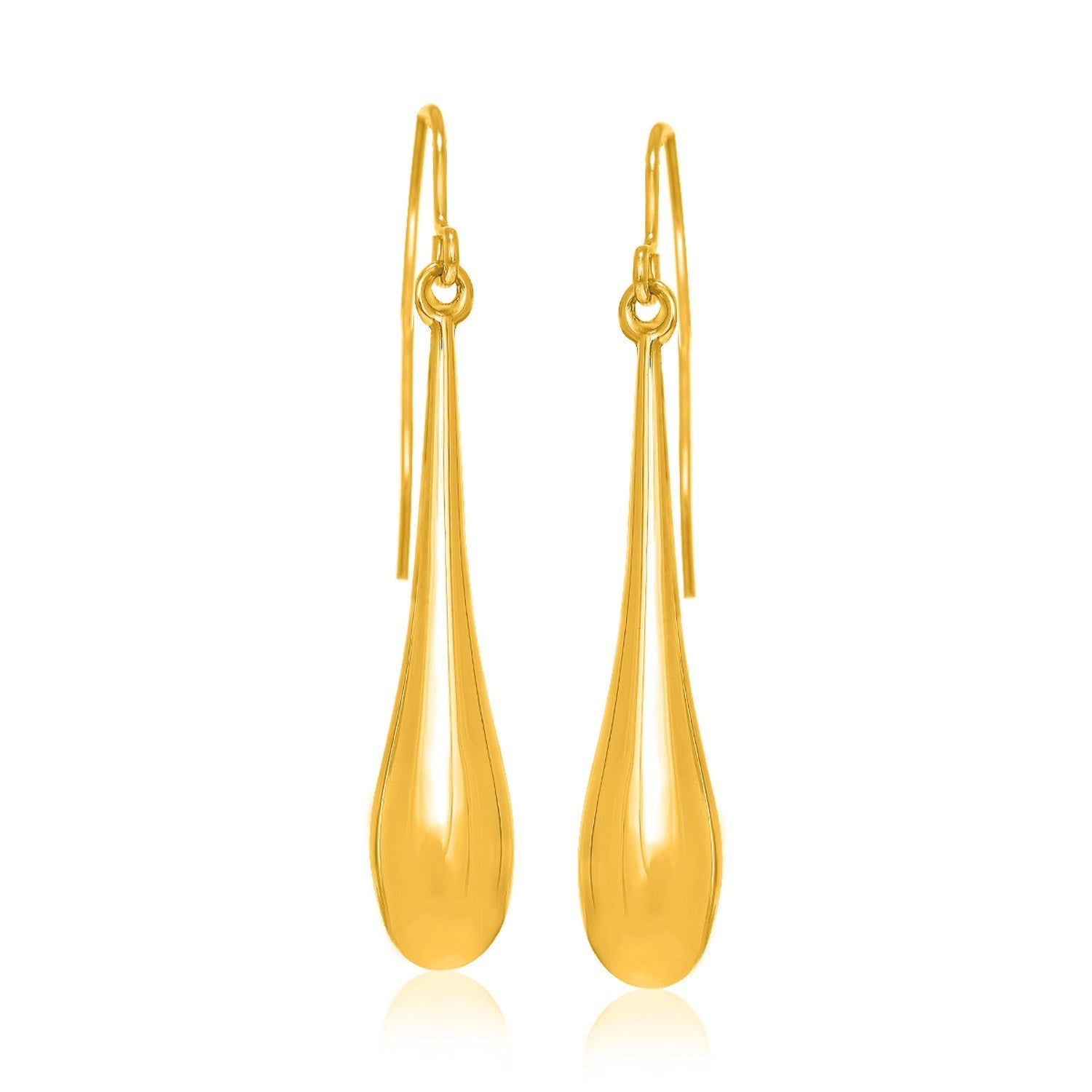14k Yellow Gold Long Polished Teardrop Dangling Earrings - accessories