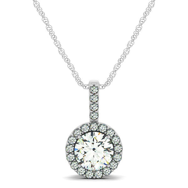 14k White Gold Diamond Halo Round Style Pendant (5/8 cttw) by Bids.com
