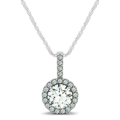 14k White Gold Diamond Halo Round Style Pendant (5/8 cttw) by Bids.com
