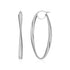 14k White Gold Twist Motif Oval Shape Hoop Earrings - earrings