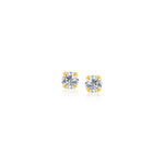 14k Yellow Gold Stud Earrings with Faceted White Cubic Zirconia(2mm) - earrings
