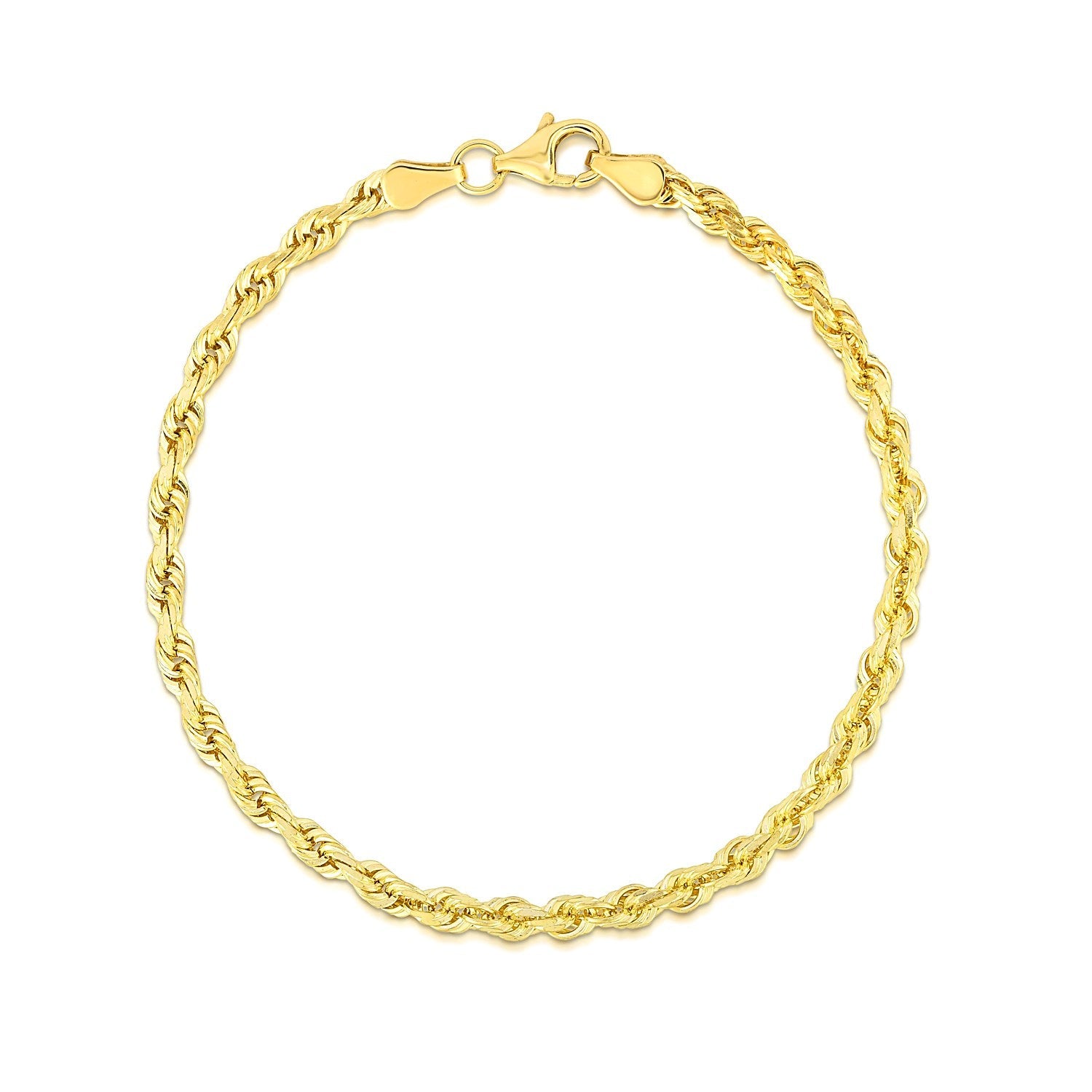 4.0mm 10k Yellow Gold Solid Diamond Cut Rope Bracelet by Bids.com