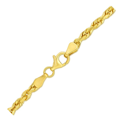 4.0mm 10k Yellow Gold Solid Diamond Cut Rope Bracelet by Bids.com