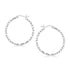 Sterling Silver Faceted Motif Hoop Earrings with Rhodium Plating(2x25mm) 