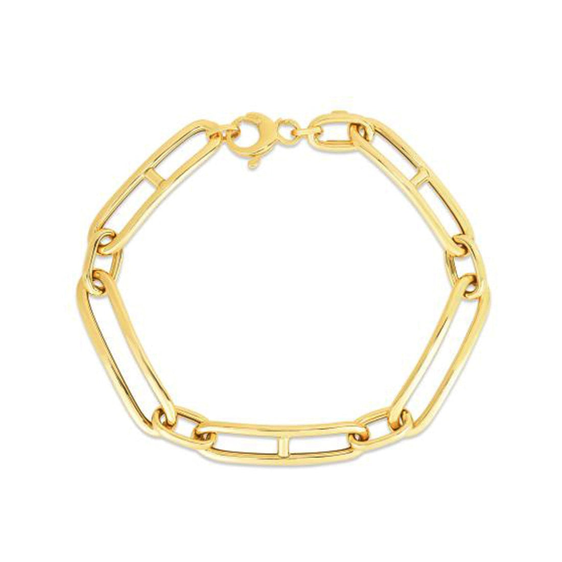 14k Yellow Gold 7 1/4 inch Elongated Alternating Mariner Link Bracelet (7.40 mm) by Bids.com