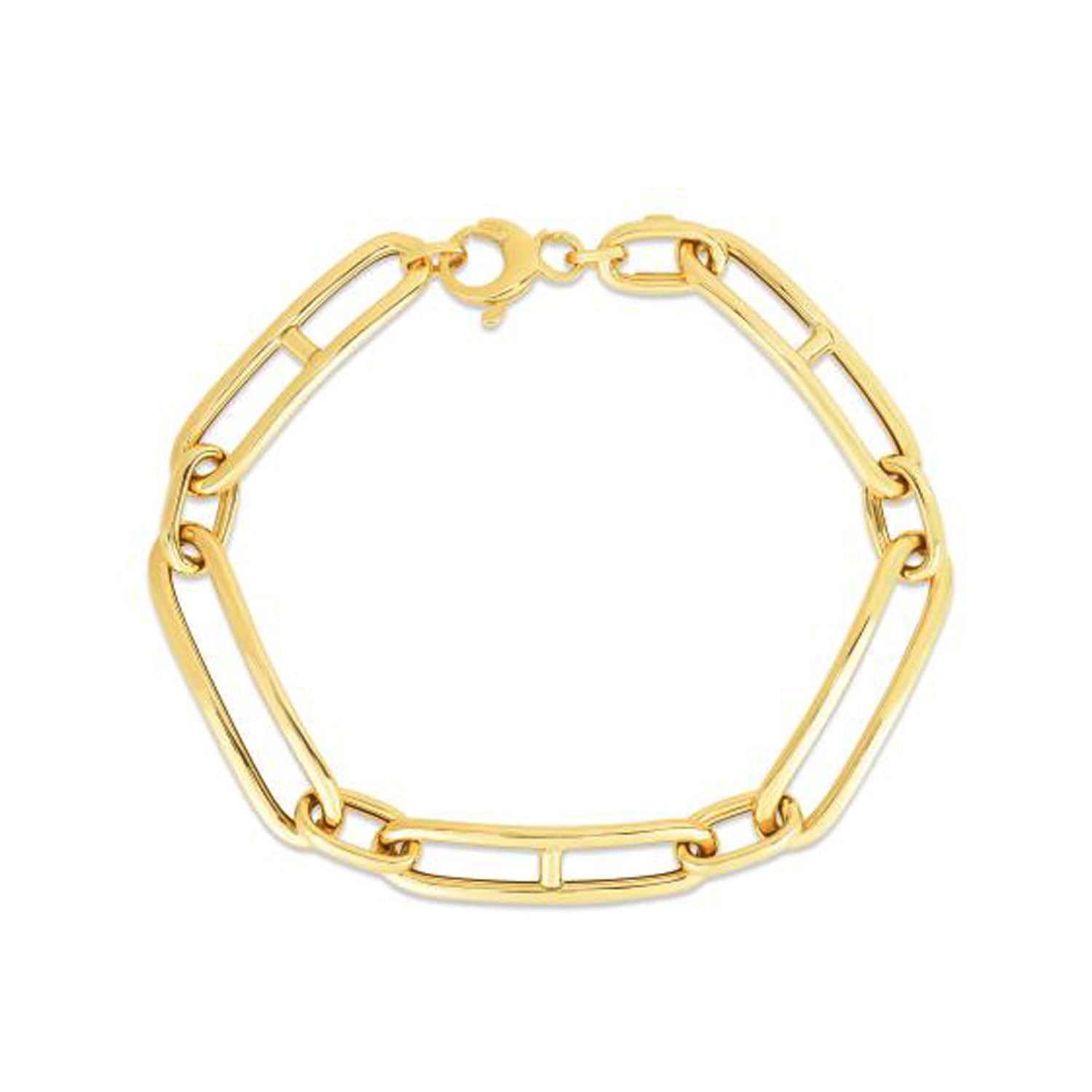 14k Yellow Gold 7 1/4 inch Elongated Alternating Mariner Link Bracelet (7.40 mm) by Bids.com