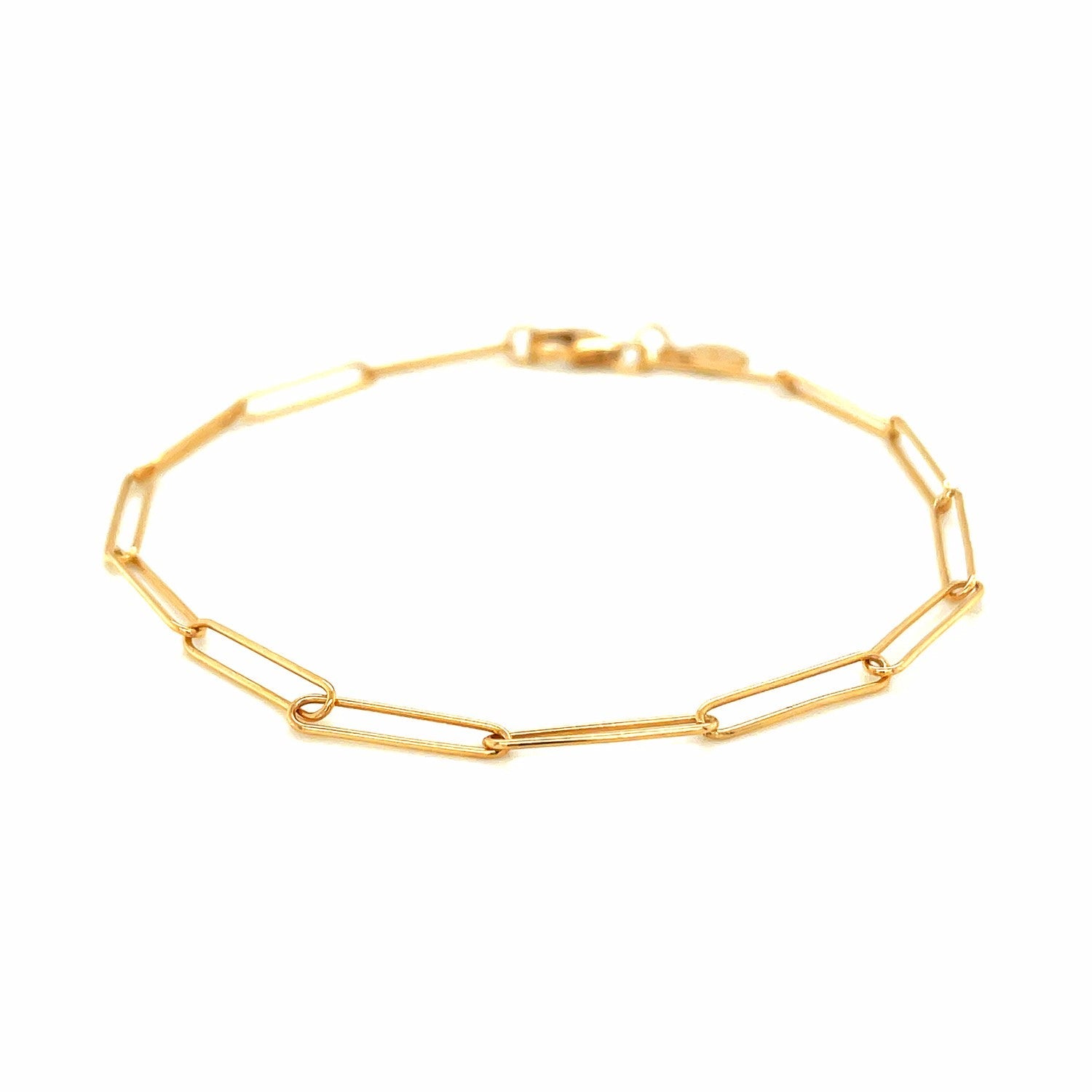 14k Yellow Gold Wire Paperclip Bracelet (2.7mm) - DestGlow