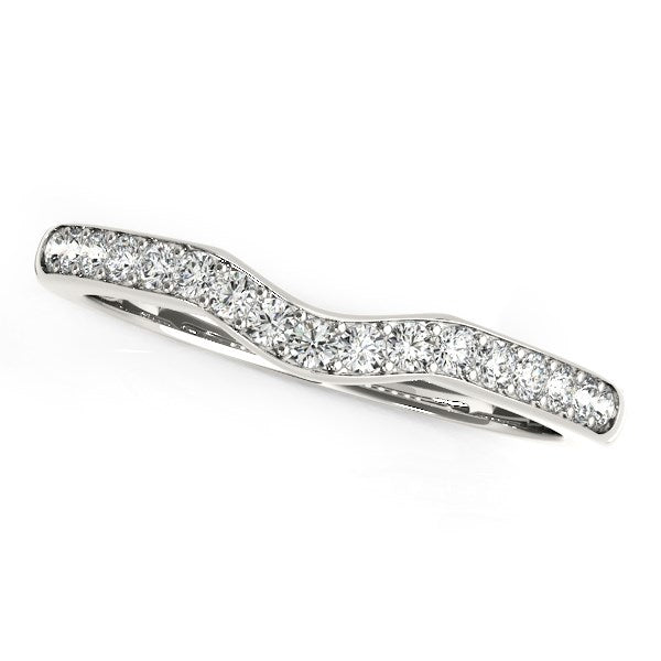 14k White Gold Curved Style Wedding Ring (1/4 cttw) by Bids.com