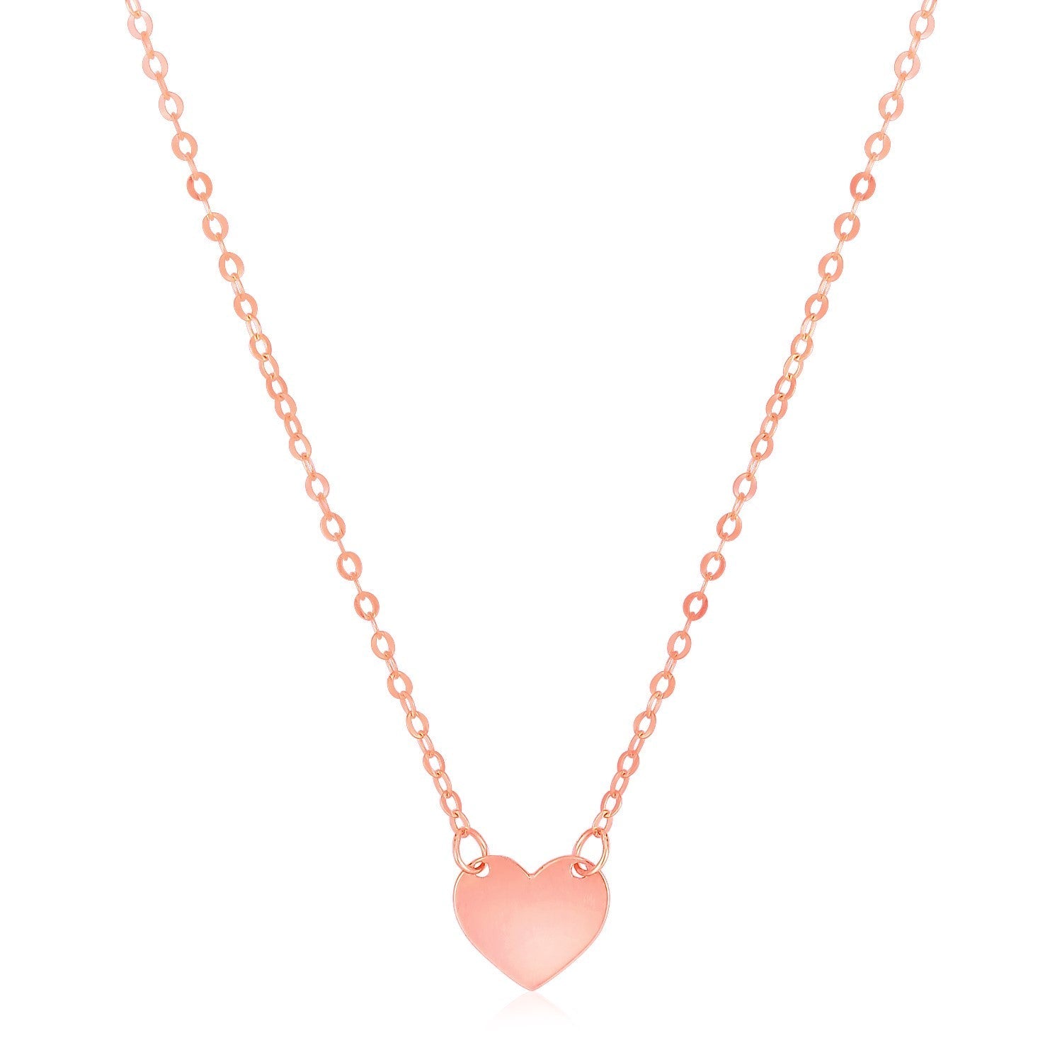 14k Rose Gold Polished Mini Heart Necklace 