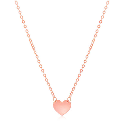 14k Rose Gold Polished Mini Heart Necklace 