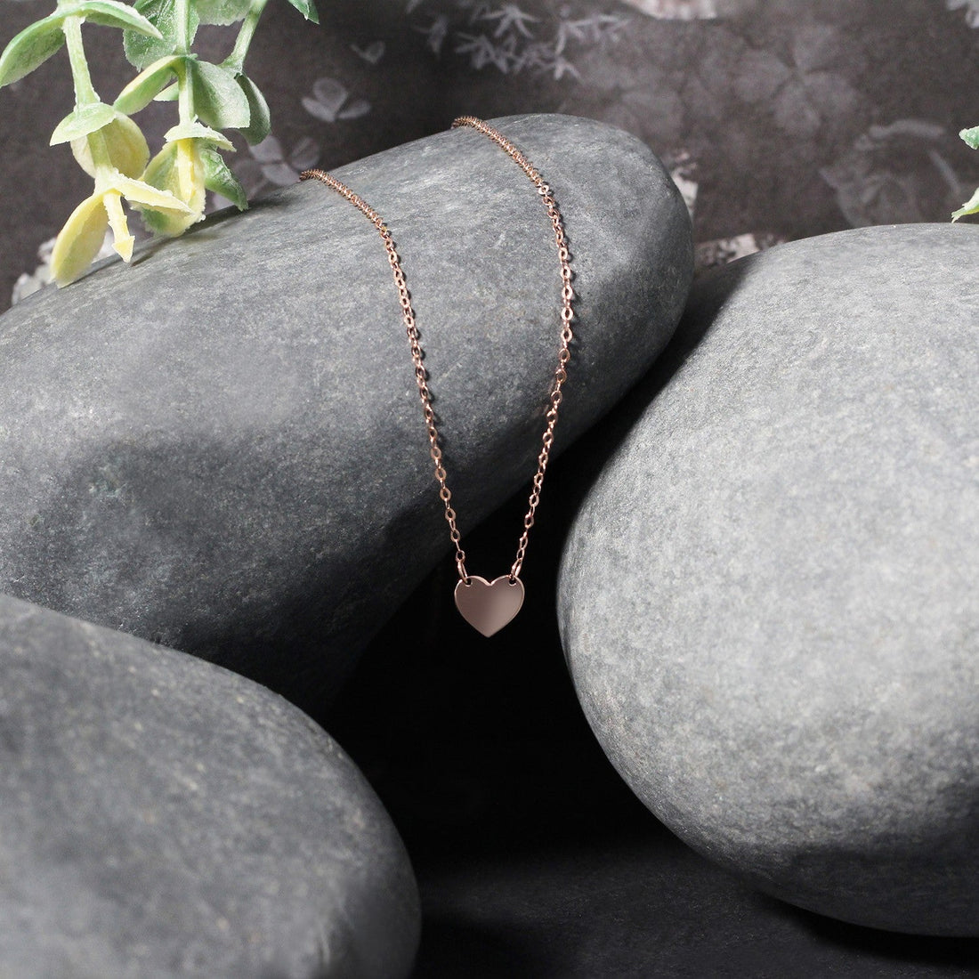 14k Rose Gold Polished Mini Heart Necklace - DestGlow