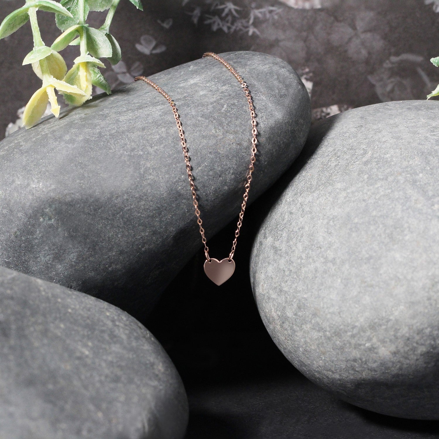 14k Rose Gold Polished Mini Heart Necklace - DestGlow
