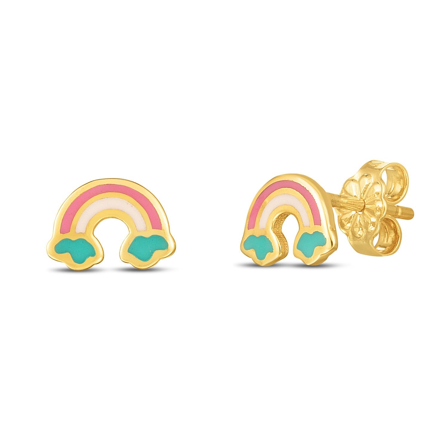 14k Yellow Gold Rainbow Studs - accessories