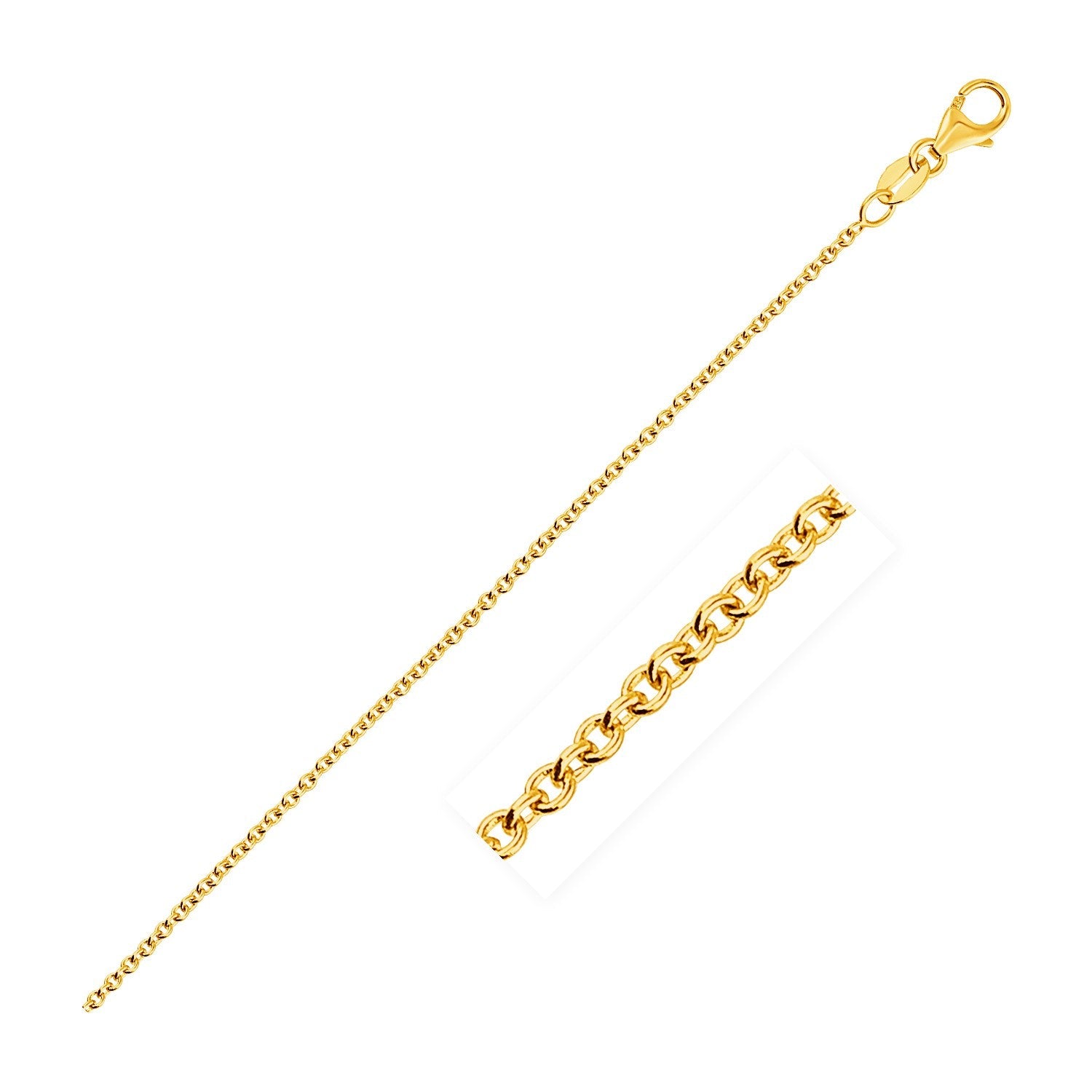 14k Yellow Gold Round Cable Link Chain (1.30 mm) - necklaces