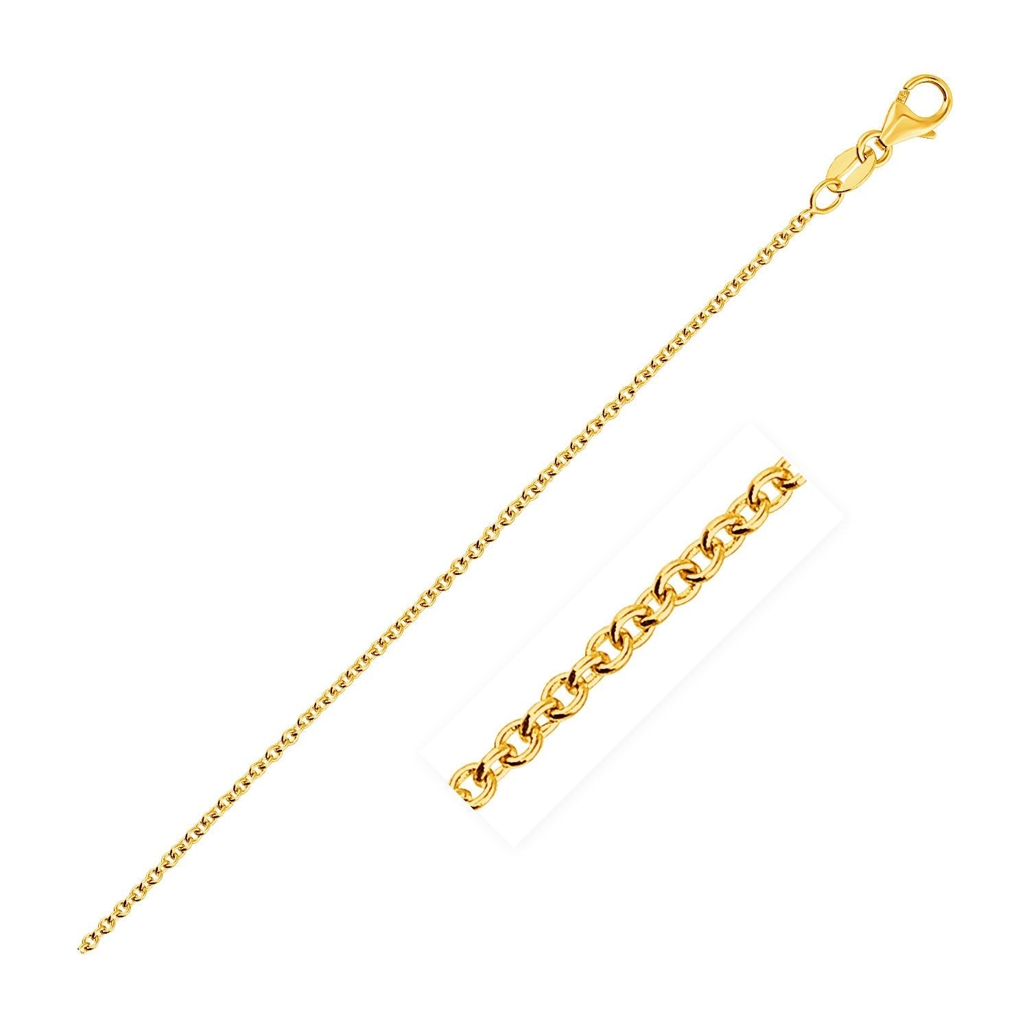 14k Yellow Gold Round Cable Link Chain (1.30 mm) 